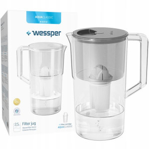 Dzbanek filtrujący Wessper AquaClassic Basic 2,5 l srebrny/szary + WKŁAD