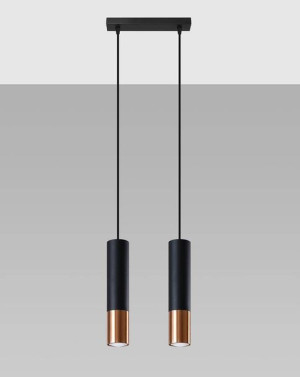 Lampa Wisząca Loopez 2 Czarny/miedź