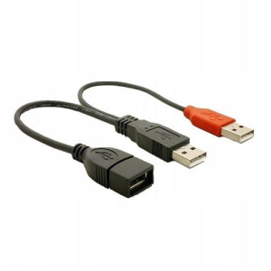 Kabel USB 2.0 gniazdo A x 2 wtyki A 20 cm