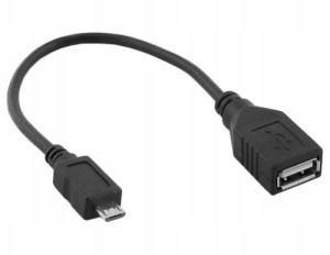 Kabel USB gniazdo A- wtyk mikroUSB B OTG 15cm