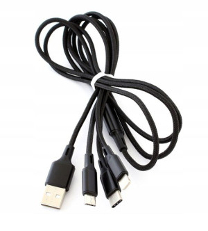 Kabel USB micro + typ-C + iPhone 1.2m