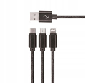 Kabel USB micro + typ-C + iPhone 1m