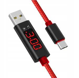 Kabel USB TYP-C z amperomierzem i woltomierzem, 1m