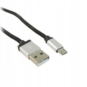 Kabel USB Wtyk A - microUSB HQ plecionka 1m