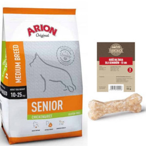 ARION Original Senior Medium Chicken & Rice 12kg + Kość do żucia dla senior