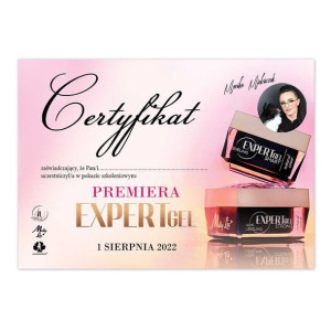 Certyfikat ze szkolenia online Premiera Expert Gel by Monika Mielniczuk wer