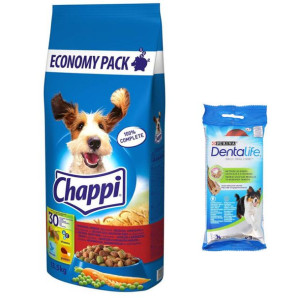 CHAPPI 13,5kg - sucha karma dla psów z wołowiną, drobiem i warzywami + Puri