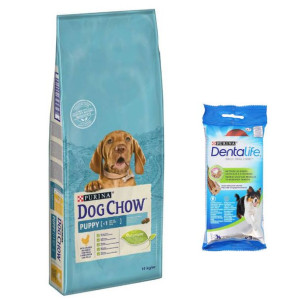 PURINA Dog Chow Puppy Lamb 14kg + Purina Dentalife Medium 69g GRATIS!