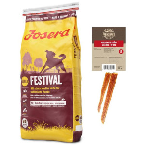 JOSERA Festival 15kg + Paseczki ze skóry jelenia 12cm 5szt