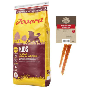 JOSERA Kids 15kg + Paseczki ze skóry jelenia 12cm 5szt