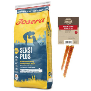 JOSERA SensiPlus 15kg + Paseczki ze skóry jelenia 12cm 5szt