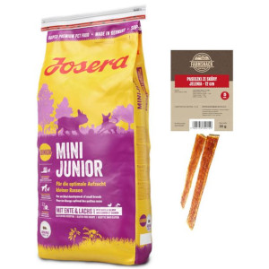 JOSERA Mini Junior 15kg + Paseczki ze skóry jelenia 12cm 5szt