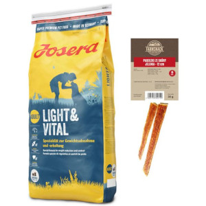 JOSERA Light & Vital 15kg + Paseczki ze skóry jelenia 12cm 5szt
