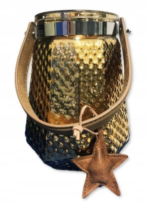 Lampion dekoracyjny świąteczny złoty świecznik