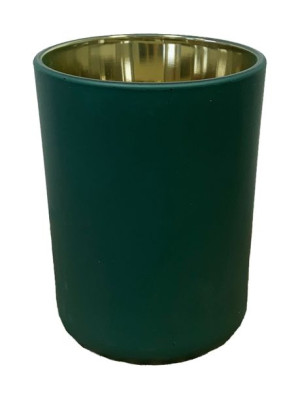 Świecznik szklany glamour na tealight zielony 10x7,5