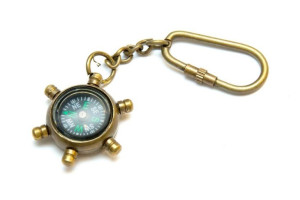 Brelok mosiężny - mini kompas KEY-0126