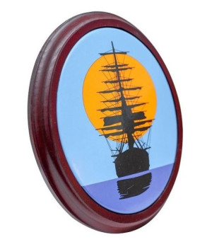 Piękny żaglowiec na tle zachodzącego słońca - 18,5cm x 14,5cm
