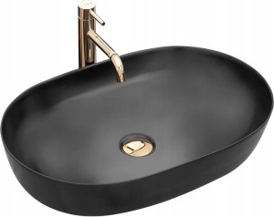 Umywalka Ceramiczna Nablatowa Cleo Czarny Mat- Rea