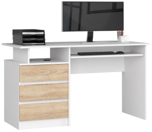 Biurko Clp 135 Cm Białe / Sonoma Wolnostojące