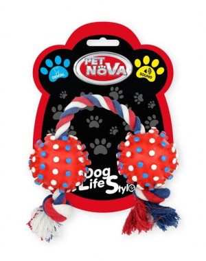 Pet Nova dwie piłki JEŻ na sznurku 50cm