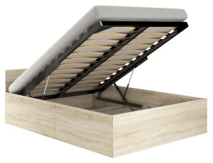 Łóżko 120x200 Clp Ze Stelażem I Materacem Dąb Sonoma