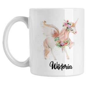 Kubek z jednorożcem personalizowany- biały