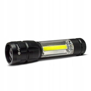 Latarka LED COB, aluminiowa, dwa tryby świecenia