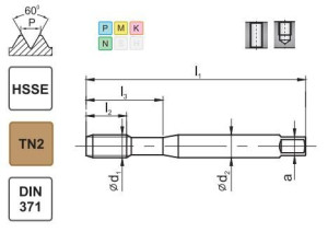 Gwintownik maszynowy M10x1 DIN-371 HSSE 800X