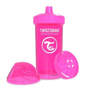 Twistshake Kubek niekapek 360ml z mikserem do owoców różowy
