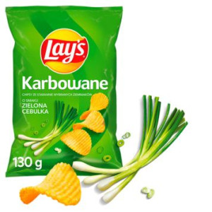 Pakiet 3szt LAYS Chipsy Karbowane Zielona Cebulka 130g