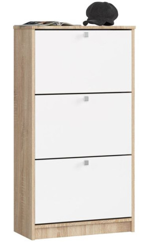Szafka Na Buty 3 Uchylne Drzwiczki 60 Cm Dąb Sonoma / Biała