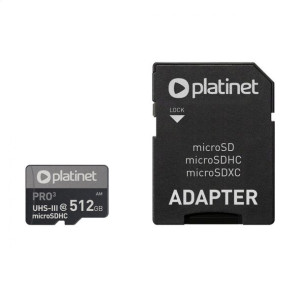Platinet Microsdxc Secure Digital + Adapter Sd 512gb Class10 U3 A2 90mb/s [