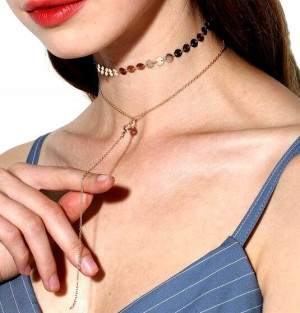 Złoty Naszyjnik Długi Łańcuch Choker Celebrytka