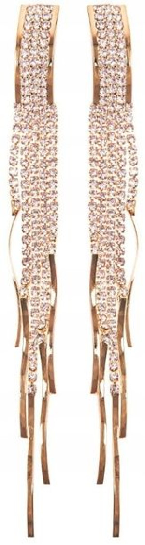 Kolczyki Wiszące Cyrkonie Długie Eleganckie Złote