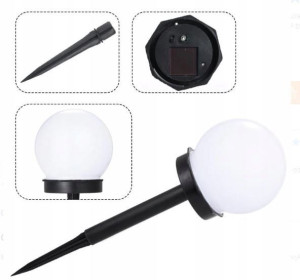 Lampa Solarna Led Kula Ogrodowa 2 Led 10cm