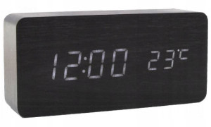 Zegar Budzik LED Drewno ALARM DATA TERMOMETR