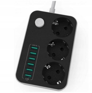 Listwa zasilająca 3 gniazda + 6x usb przedłużacz