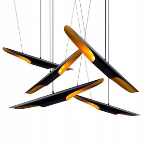 Lampa Sufitowa Wisząca Czarna Złota Tubka Loft