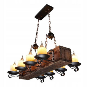 Lampa Sufitowa Wisząca Drewniany Loft Vintage