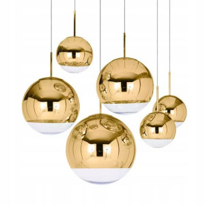 5x Lampa wisząca sufitowa kula szklana złota
