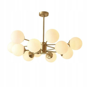 Lampa Sufitowa Wisząca Żyrandol Kula Złota Mosiądz