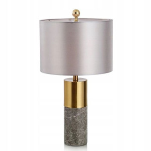 Lampka Nocna Biurkowa Stołowa Szara Złota E27 Led