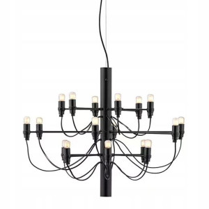 Lampa Sufitowa Wisząca Żyrandol Czarny 18 Ramion