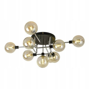 Lampa Sufitowa Plafon Żyrandol Kula Czarna Chrom