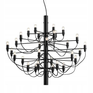 Lampa Sufitowa Wisząca Żyrandol Czarny 30 Ramion