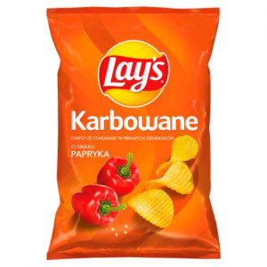 Pakiet 3szt LAYS Chipsy Karbowane Papryka 130g