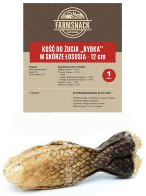 FarmSnack Kość do żucia ,,rybka,, w skórze łososia 12cm