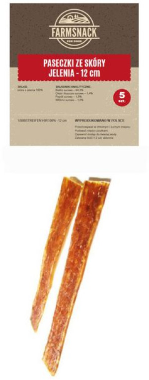 FarmSnack Paseczki ze skóry jelenia 12cm 5szt