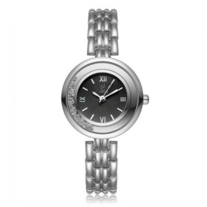 Zegarek Classy Srebrny Na Bransolecie Czarna Tarcza Z648cz