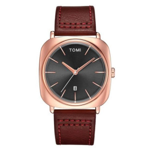 Zegarek Męski Tomi Retro Złoty Na Bordowym Pasku Zm177wz2